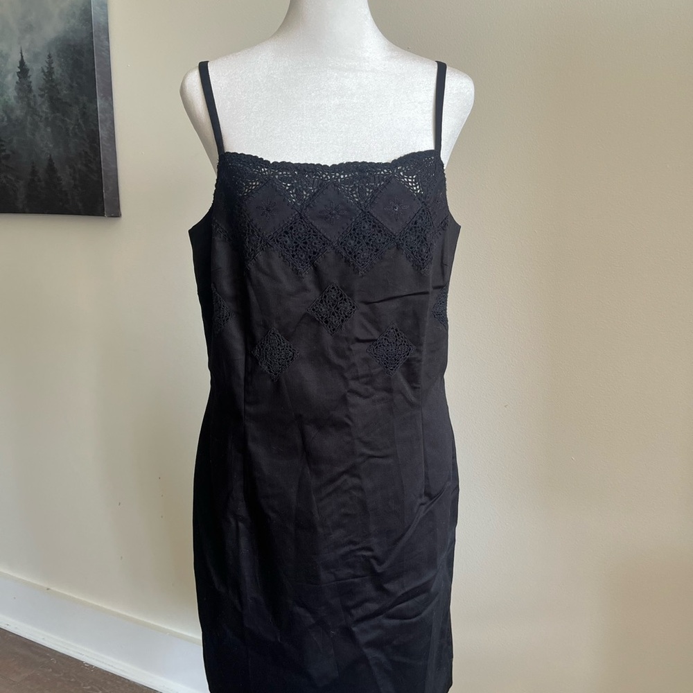 Tahari Black Dress with Lace Detail